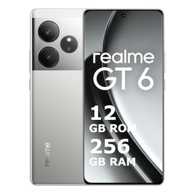 realme GT6 Smartphone 5G 8+256 GB, Processore Snapdragon 8s Gen 3, Display da 6000 nit, Ricarica SUPERVOOC da 120 W, Batteria di lunga durata da 5500 mAh, Silver(NO ADAPTER)