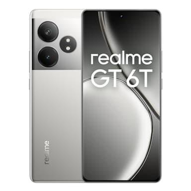 realme GT 6T 5G Smartphone 8+256GB, Chipset di gamma Snapdragon 7+ Gen 3, Super display a 6000nit da 120Hz, Ricarica SUPERVOOC da 120W, Batteria massiva da 5500mAh, Argento, (no adapter)