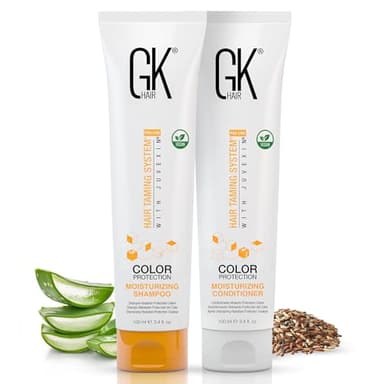 GK Hair Cheratina Globale Moisturizing Shampoo e Balsamo Set Idratanti per Capelli Colorati - Uso Quotidiano da Secchi a Ricci Senza Solfati e Parabeni 100ml
