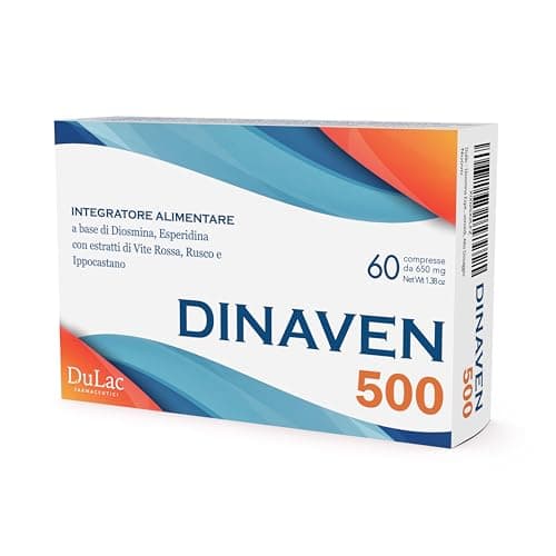 Dulàc - Diosmina Esperidina 500 mg, Dinaven 500 60 Compresse, Integratore per Microcircolazione, Gambe Gonfie, Vene Varicose, Capillari Rotti e Plesso Emorroidario ricco di Flavonoidi, Alto Dosaggio