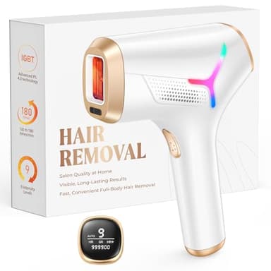 Haarlosy Epilatore Luce Pulsata con Tecnologia IGBT, 3 Modalità Indolore HR/SR/HR+ Epilatore Laser Professionale, 9 Livelli Regolabile per Corpo, Viso, Bikini di Donna e Uomo (Bianco)
