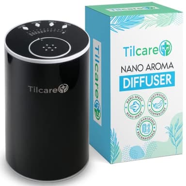 Diffusore di olio essenziale nano senza acqua per aromaterapia, diffusore di profumi per ambienti e auto deodorante senza fili, ricaricabile, diffusore terapeutico per casa e viaggio - Nero