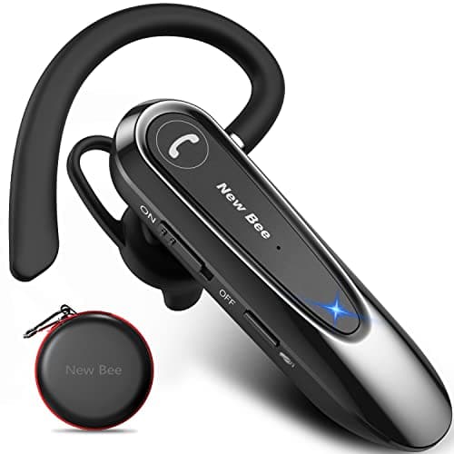 New bee Auricolare Bluetooth Singolo con Doppio Microfono V5.0 Auricolari Bluetooth con 20 Ore Di conversazione, Microfono Muto, Connessione a due Dispositivi per iPhone, Android e Laptop