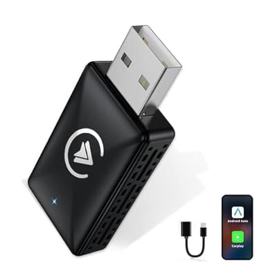 Embui Adattatore wireless per auto Android e Carplay, 2 a 1 stick wireless converte auto Android cablate/Carplay in wireless, adatto per auto con AA e Carplay, cavo USB C/A Mini versione