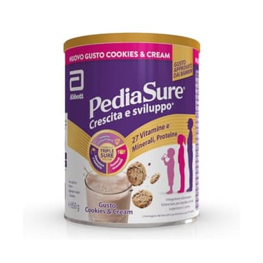Pediasure Crescita e Sviluppo Integratore Alimentare per Bambini da un Anno in Su, Multivitaminico con 27 Vitamine e Minerali e Proteine, Confezione 850 g, gusto Cookies e Cream