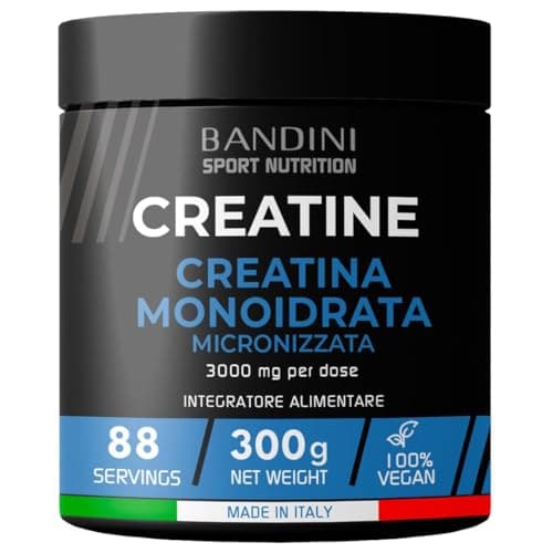 Bandini® Creatina Monoidrata in Polvere Pura al 100% - Integratore per Allenamento, Sport, Palestra e Pre Workout - Include Dosatore - 100% Vegan - A base di Creatine Monoidrato
