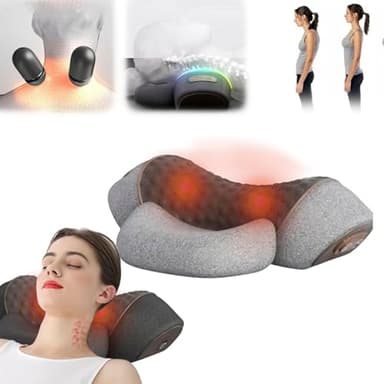 Fisiorest - Massaggiatore 3 in 1 per il Collo Artuvate Cervicale, Massaggio Profondo e Rilassamento, con Calore, con Trazione per Aiutare a Dormire (Grigio, 1PCS)