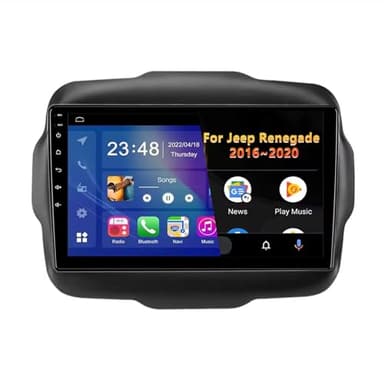 Android Autoradio 2 DIN per Jeep Renegade 2016-2020 9 Pollici Touch Screen Lettore Multimediale con Navigazione GPS Carplay WiFi Bluetooth FM RDS+Comandi al Volante