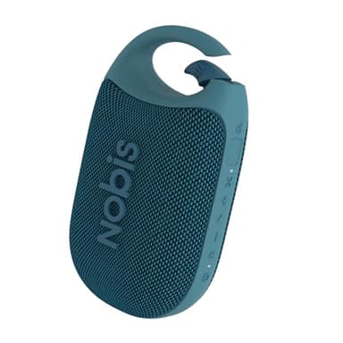 NOBIS Clip N1 Speaker Bluetooth Portatile con App, Modalità Beat, fino a 24 ore di Riproduzione, Impermeabile IP68, BT 5.3, Suono HD, Accoppiamento Stereo, Equalizzazione Personalizzata (Blu)