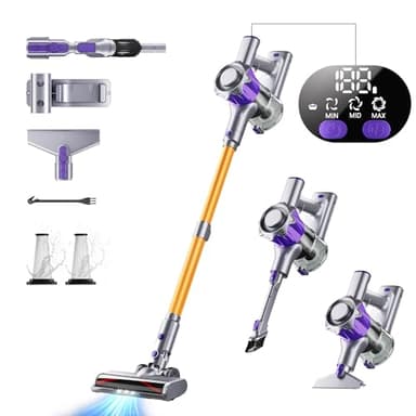 EUARY Aspirapolvere Senza Fili 40Kpa&450W, 50Mins Scopa Elettrica Senza Aspirapolvere Senza Fili Potente, 11 Stadi Filtrati OLED Smart Anti-Avvolgimento, per Peli Animali/Pavimenti/Tappe