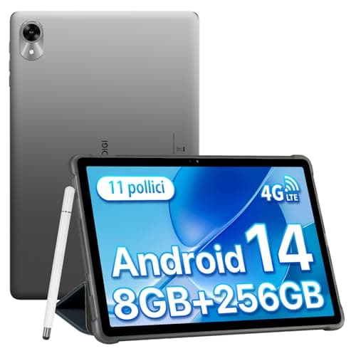 UMIDIGI Tablet Android 14, Tablet 11 Pollici 8(4+4) GB RAM+256GB ROM/TF 1TB, 4G Dual SIM Tablet in Offerta, 7200mAh, Tablet PC Octa Core/GPS/13MP/BT5.0/OTG/Face ID, G9 Tab Tablet con Penna-Grigio