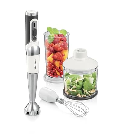Tescoma 908640 Frullatore a immersione portatile cordless senza fili, 180 W, funzione pulse, tritatutto, frusta e bicchiere, GrandCHEF