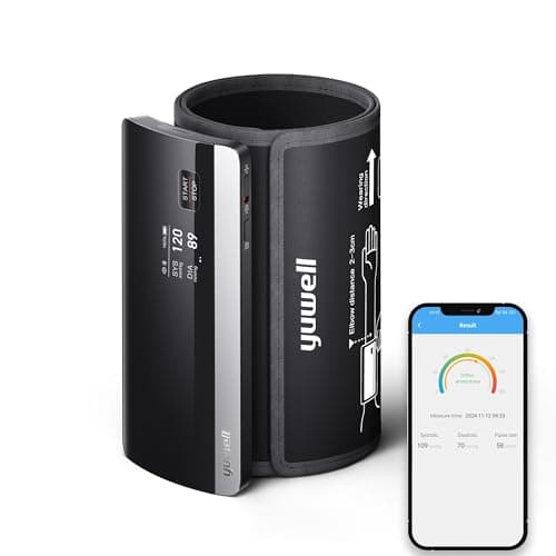 yuwell Misuratore di Pressione Sanguigna Intelligente con App, Sfigmomanometro Digitale con Bracciale 22-36cm, con Funzione di Monitoraggio della Frequenza Cardiaca, e Trasmissione Vocale (YE630CR)