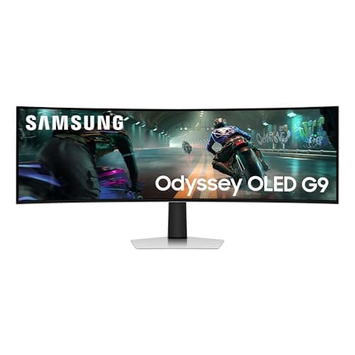 SAMSUNG Monitor Gaming Odyssey OLED G9 (S49DG912), Curvo (1800R), 49'', 5120x1440 (DQHD), 32:9, HDR10+, OLED, 144Hz, 0,03ms (GtG), Compatibiltà G-Sync, HDMI 2.1, Micro HDMI, DP, Ingresso Audio