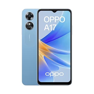 Oppo A17 - Smartphone 4G, 4 GB Ram e 64 GB, doppio sensore fotografico da 50 MP, 5 MP frontale, schermo LCD da 16,7 cm, 60 Hz, batteria da 5000 mAh, blu