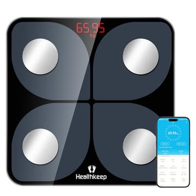 Bilancia pesapersone Healthkeep con Bluetooth Bilancia per analisi corporea con app 13 dati corporei Compatibile con app fitness per Android e iOS Capacità 180 kg/400 libbre