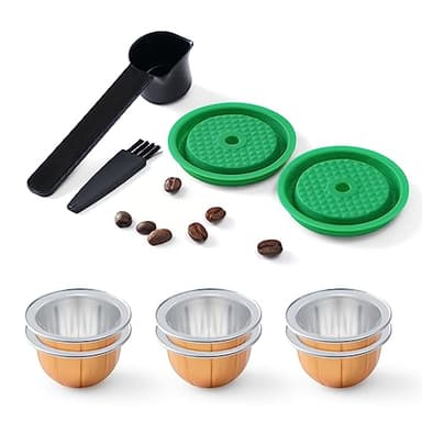 RECAFIMIL 2 Pack Coperchi per capsule di caffè riutilizzabili con 6 capsule - 80/150/230ml, capsule di caffè ricaricabili in silicone alimentare per capsule originali Ver tuo-line e Ver tuo, verde