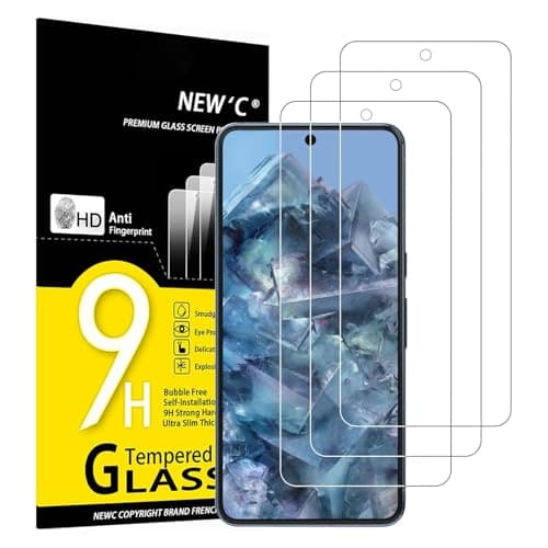 NEW'C 3 Pezzi, Vetro Temperato per Google Pixel 8 Pro, Pellicola Prottetiva, Senza Bolle, Durezza 9H, 0,33mm Ultra Trasparente, Ultra Resistente