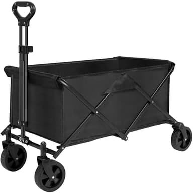 Healfith Carrello pieghevole con ruote, carrello da campeggio, carrello da spiaggia, carrello pieghevole da 100 l, grande capacità con manico regolabile, per vacanze, shopping, campeggio, giardino,