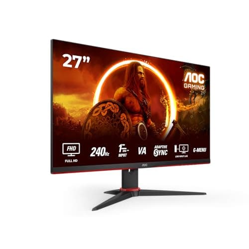 AOC Gaming 27G2ZNE - Monitor Full HD da 27 pollici, 240 Hz, MPRT da 1 ms, FreeSync Prem. (1920x1080, HDMI 1.4, DisplayPort 1.2) nero/rosso