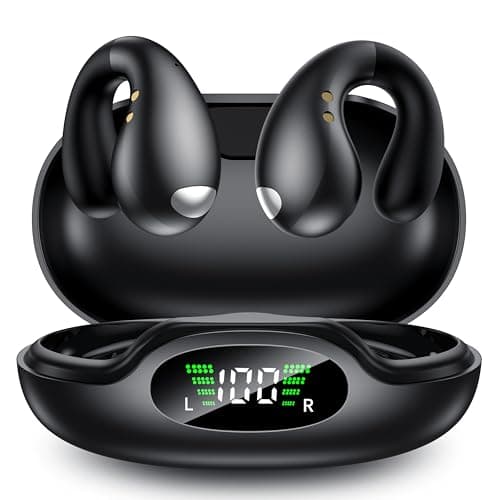 Boytond Sport Cuffie Bluetooth Clip Orecchio - Wireless Auricolari Bluetooth Sport ad Alte Prestazioni per Gli Amanti Degli Sport All'aperto, Conduzione Ossea e Design Ergonomico, Nero (2024)
