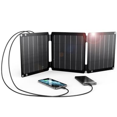Caricabatterie Solare da 21W (5V/4,2A), BigBlue Caricatore Solare Portatile con USB-A e USB-C, Impermeabile IP68 Pannello Solare para Camping, Compatibile con Cellulare, Batteria Esterna ecc.