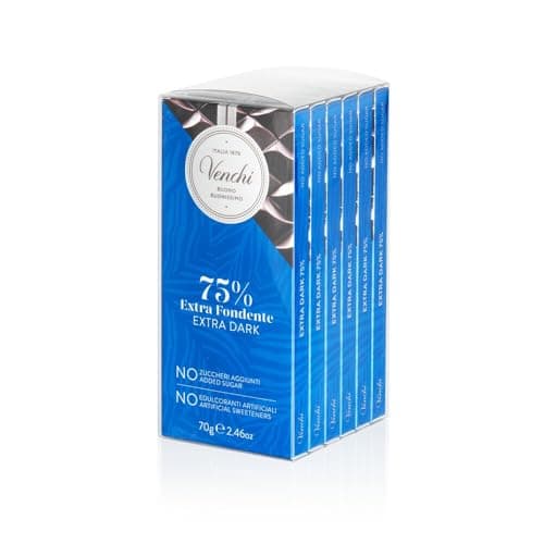 Venchi - Kit di 6 Tavolette Extra Fondenti, 420 g - NO Zuccheri Aggiunti - NO Edulcoranti Artificiali - Senza Glutine - Vegano - Idea Regalo
