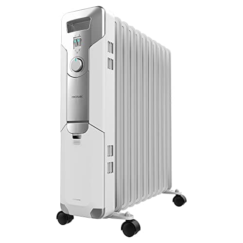 Cecotec Radiatore Elettrico Olio ReadyWarm 11000 Space. 11 Moduli, Basso Consumo, 2500 W, 3 Livelli, Raccolta, Sistema di Sicurezza, Ruote, 25 m2