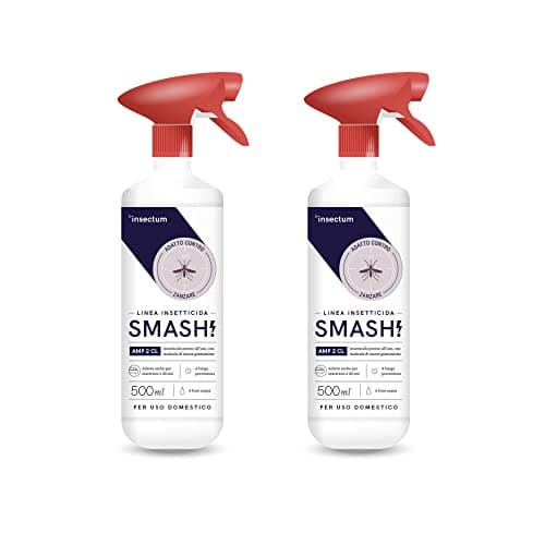 Anti Zanzare Spray da Esterno e Interno da 500 ml Smash | Insetticida Antizanzare con AMP 2 CL | Repellente Zanzare a Base d'Acqua | Antizanzare Naturale Atossico
