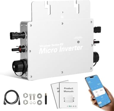 Jadeshay Microinverter, WVC 600W Inverter di Rete per Impianto Fotovoltaico da Balcone Micro Inverter Solare MPPT con Sistema di Monitoraggio del Telefono Cellulare WiFi