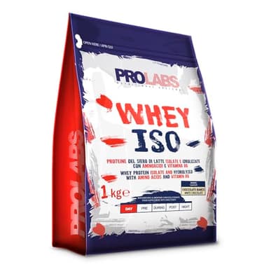 PROLABS WHEY ISO - 1 Kg - Cioccolato Bianco - Proteine del siero di latte isolate e idrolizzate – Con aminoacidi - Crescita della massa muscolare - Elevato valore biologico - Ottimo per gli sportivi