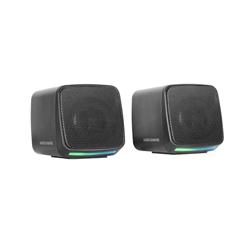 MARSGAMING MS-PRO, Altoparlanti Compatti 10W, RGB Flow Dinamica, Altoparlante PC con Controllo del Volume e Ingresso Jack 3.5mm, Altoparlanti Gaming Compatibili PC/Mac/Smartphone/Tablet, Nero