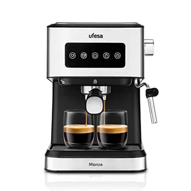 Ufesa Monza Macchina Caffè macinato e Cialde Monodose ESE, Pressione 20 BAR, Pannello Digitale Tattile, Vaporiera Regolabile, Serbatoio 1,5 L, Funzione Scaldatazze, 1050 W