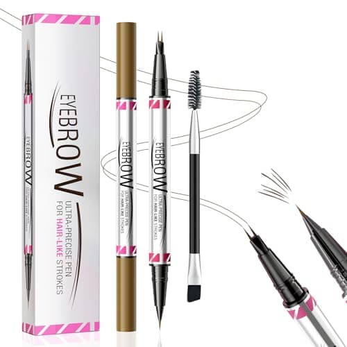 Matita per Sopracciglia Impermeabile Doppia Testa, Penna Eyeliner e Sopracciglia 2 in 1, Liquido Penna Sopracciglia Effetto Pelo per creare sopracciglia naturali, a lunga durata (Marrone scuro)
