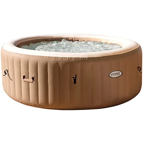 Intex 28428EX - PureSpa Vasca Idromassaggio Gonfiabile Bubble Massage, 6 posti, 140 Getti, Riscaldatore, PVC, Beige, 216x71 cm
