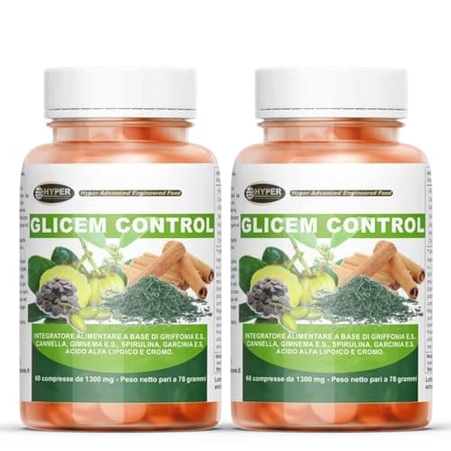 Hyper Glicem Control 2 Box da 60 Cpr - Integratori per Glicemia con Griffonia, Cannella, Gymnema, Spirulina, Garcinia Cambogia, Acido Alfa Lipoico e Cromo Picolinato - Metabolismo dei Carboidrati