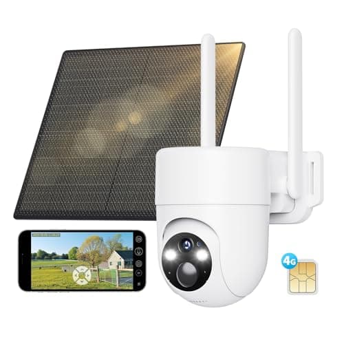 SEHMUA 4G LTE Telecamera Esterno senza Fili, Telecamera con Sim, 2K 360 PTZ telecamera senza wifi con Pannello Solare e Batterie, Visione Notturna, PIR Rilevamento, IP66
