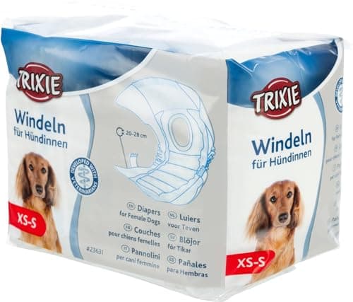 Trixie - Pannolini per cani femmine, taglia XS - S (20-28 cm), un pacco con 12 pannolini