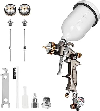 BEETRO Pistola a Spruzzo ad Aria Compressa HVLP, Capacità 600ml 14,5CFM 30-43psi Ugelli da 1,4mm/1,8mm in Acciaio Inox