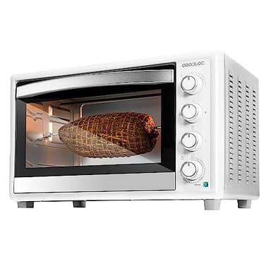 Cecotec Forno Convezione da tavolo da 46 litri Bake&Toast 4600 White Gyro. 2000 W, luce interna, 12 funzioni, temperatura fino a 230°, porta a doppio vetro, include Rustitore girevole