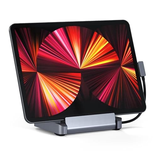 SATECHI Stand & Hub Per iPad, Hub USB-C 6-In-1, Supporto Pieghevole - 60W USB-C PD, HDMI 4K, Porta Dati USB-A, Lettore Micro/Sd, Jack Audio Da 3,5 Mm - Per M2/M1 iPad Pro, M1 iPad Air, iPad Mini