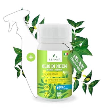 LERAVA® Olio di Neem per Piante [SET] - Emulsionabile in Acqua, Azione Repellente e Antifeeding, Protegge le Foglie e Migliora la Microflora del Terreno - Neem Oil Naturale - olio di neem per piante