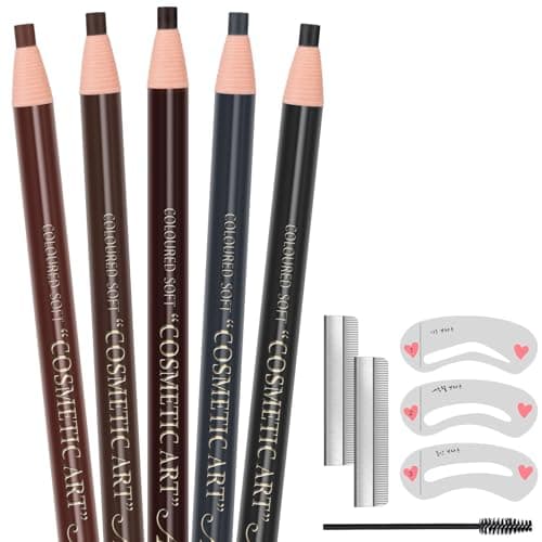 Professional Makeup Matita Sopracciglia, 5 PCS Micro Brow Pencil, Pull Cord Peel-Off Eyebrow Pencil Tatuaggio, Matita Sopracciglia Waterproof, Matita Occhi per Effetto Trucco Naturale