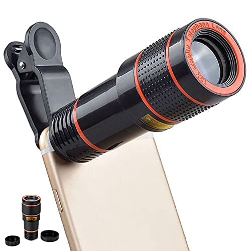 Yolistar 12x Lente per Telescopio, Teleobiettivo Monoculare HD, Kit Obbiettivi Smartphone, Universal Phone Obiettivo Fotocamera per La Maggior Parte Degli (Nero, 3.5×10cm)