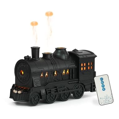 LONYIABBI Umidificatore retrò a forma di treno, diffusore di oli essenziali da 300 ml, 4 impostazioni di luce, 2 modalità di spruzzo, ideale per gli amanti del treno, decorazioni per