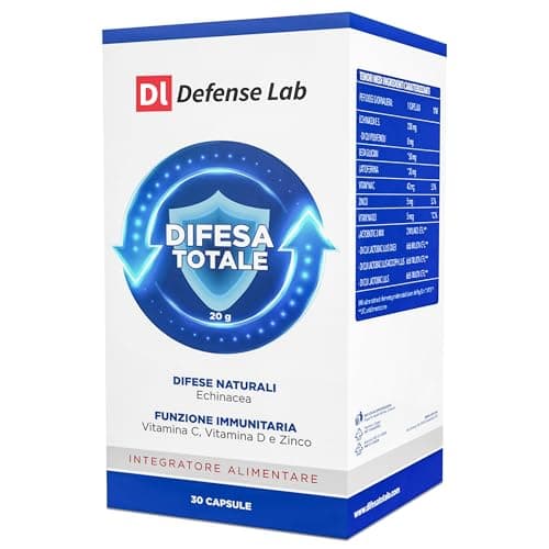 DIFESA TOTALE, Integratore Difese Immunitarie con Echinacea, Lattoferrina, Beta-Glucani, Zinco, Vitamine e Fermenti Lattici, Principi Attivi valutati in 23 mila Studi Scientifici