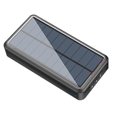 Caricabatterie solare - Banca di energia solare con pannello solare integrato, caricatore portatile wireless con torcia a LED per uso esterno | Batteria esterna durevole per telefoni cellulari, Nero