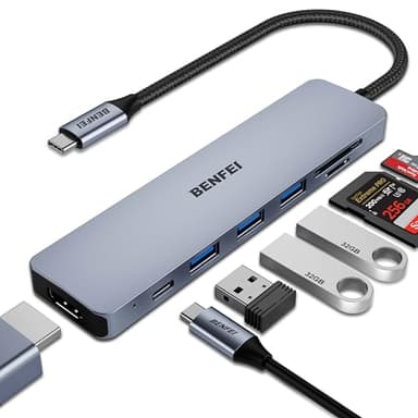 BENFEI Hub USB C 7in1, Adattatore multiporta USB-C HUB con HDMI(4K@60Hz Certificato)/100W Power Delivery/3*USB 3.0/Lettore Schede SD/TF (160MB/s) per iPhone 15 Pro/Max MacBook iPad Pro iMac S23 XPS17