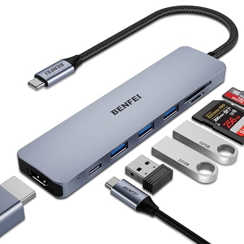 BENFEI Hub USB C 7in1, Adattatore multiporta USB-C HUB con HDMI(4K@60Hz Certificato)/100W Power Delivery/3*USB 3.0/Lettore Schede SD/TF (160MB/s) per iPhone 15 Pro/Max MacBook iPad Pro iMac S23 XPS17