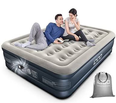 iDOO Letti Gonfiabili,Letto ad Aria Gonfiabile con Pompa Integrata, Gonfiamento/Sgonfiamento Rapido Auto in 3 minuti,Superficie Superiore del Letto Confortevole,203 x152 x46cm, fino a 295Kg(Doppio)